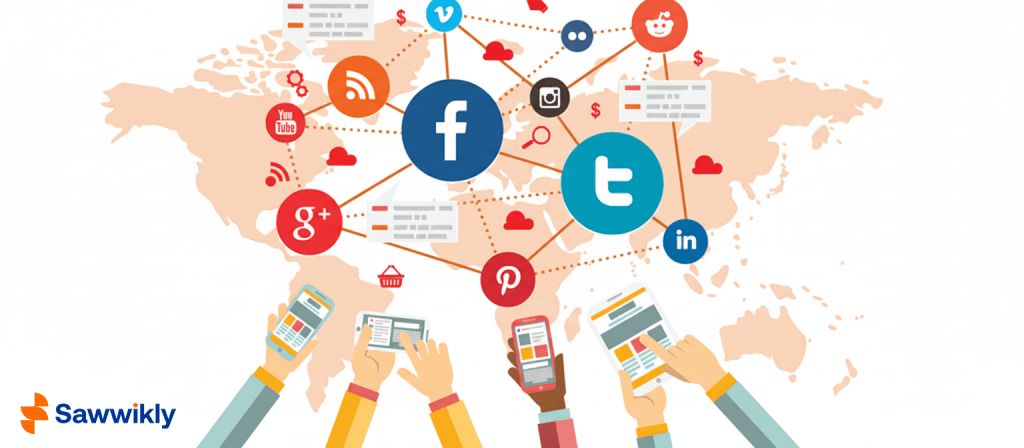 صورة تعبر عن منصات التواصل الاجتماعي وهي مرفقة مع مقال حول الإعلانات الممولة في سوريا وكيفية تفعيلها.